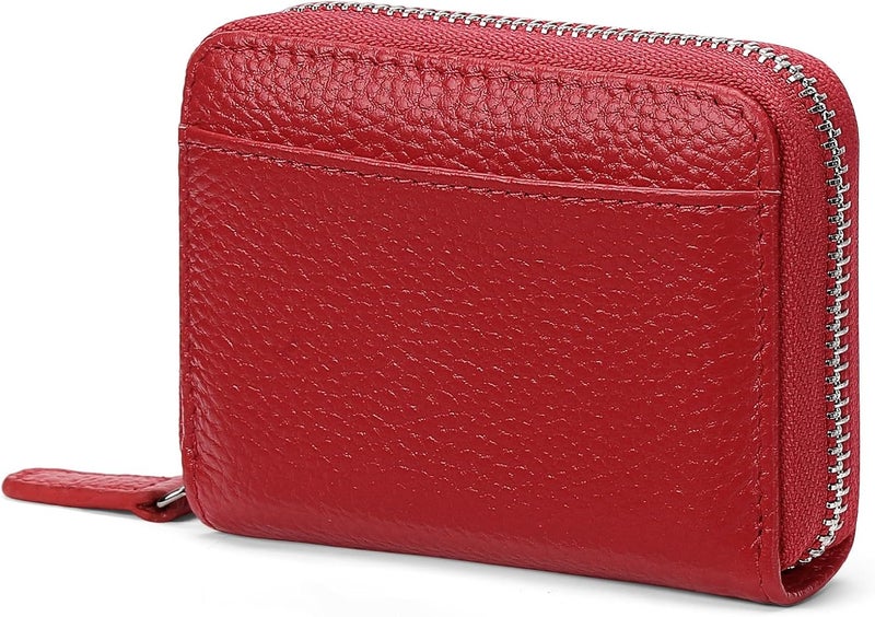 SENDEFN RFID Credit Card Holder for Women Small Leather Zipper Card Case Wallet 15 Slots - Image 1